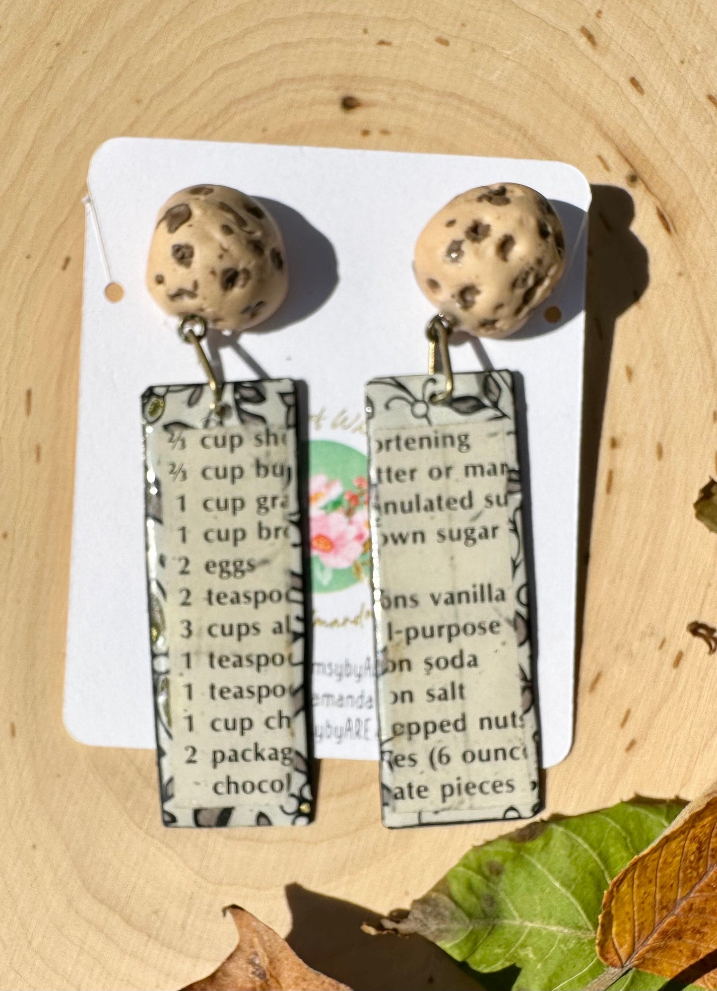 1973 Betty Crocker Pumpkin Pie Recipe Statement Earrings
