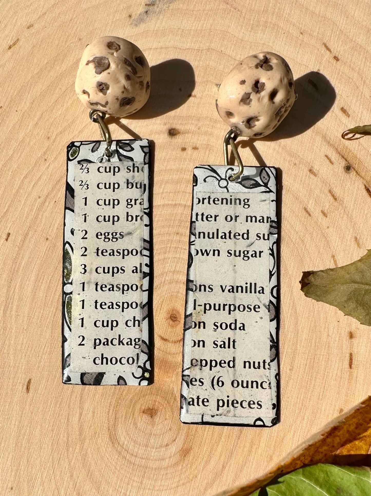 1973 Betty Crocker Pumpkin Pie Recipe Statement Earrings