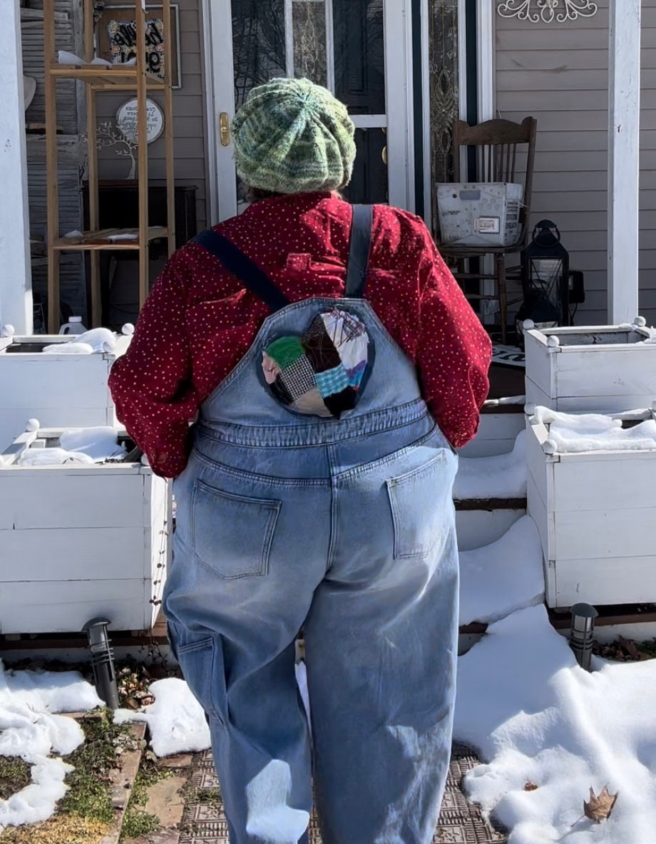 Custom Funky patched Love and heart overalls