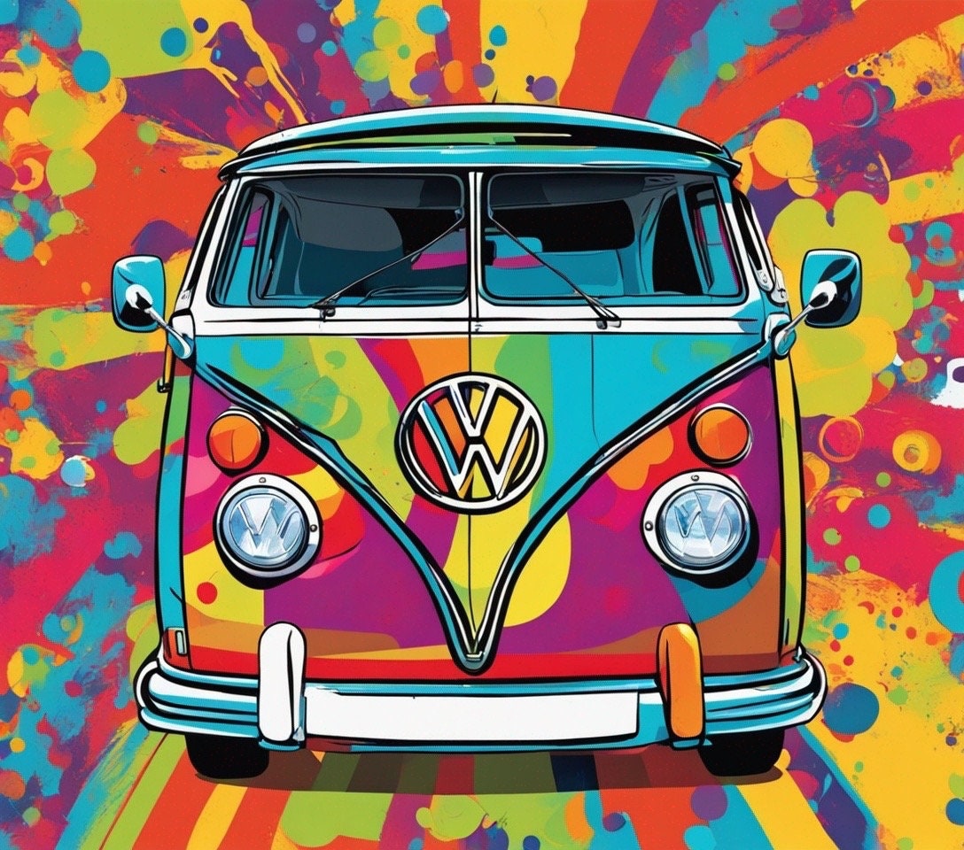 Pop Art Vibrant VW Van Decoupage paper