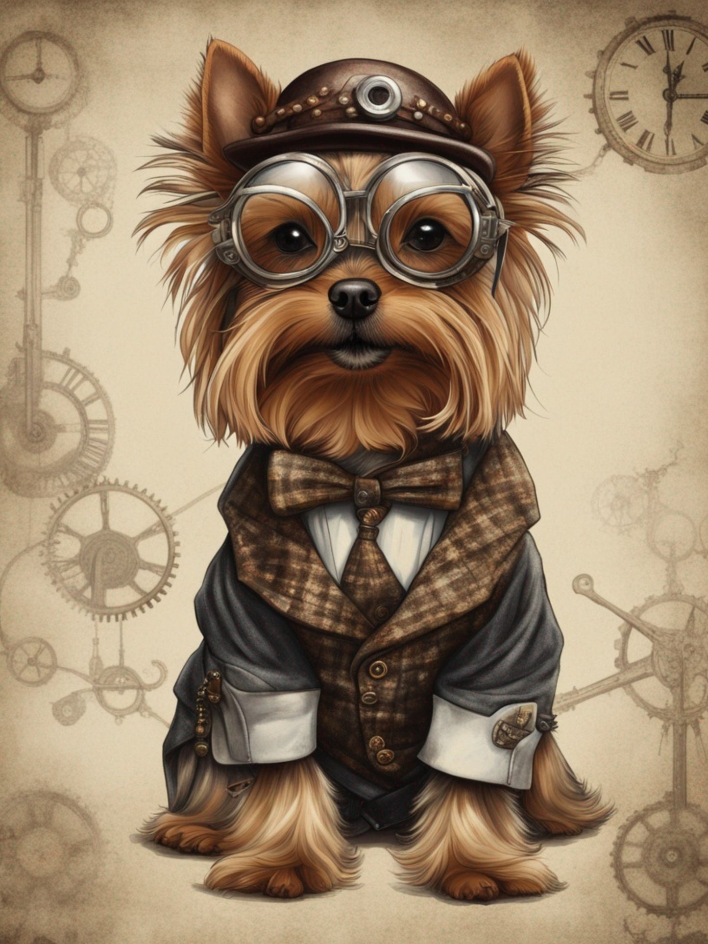 Steam Punk Yorkshire Terrior (Yorkie) Decoupage Tissue Paper