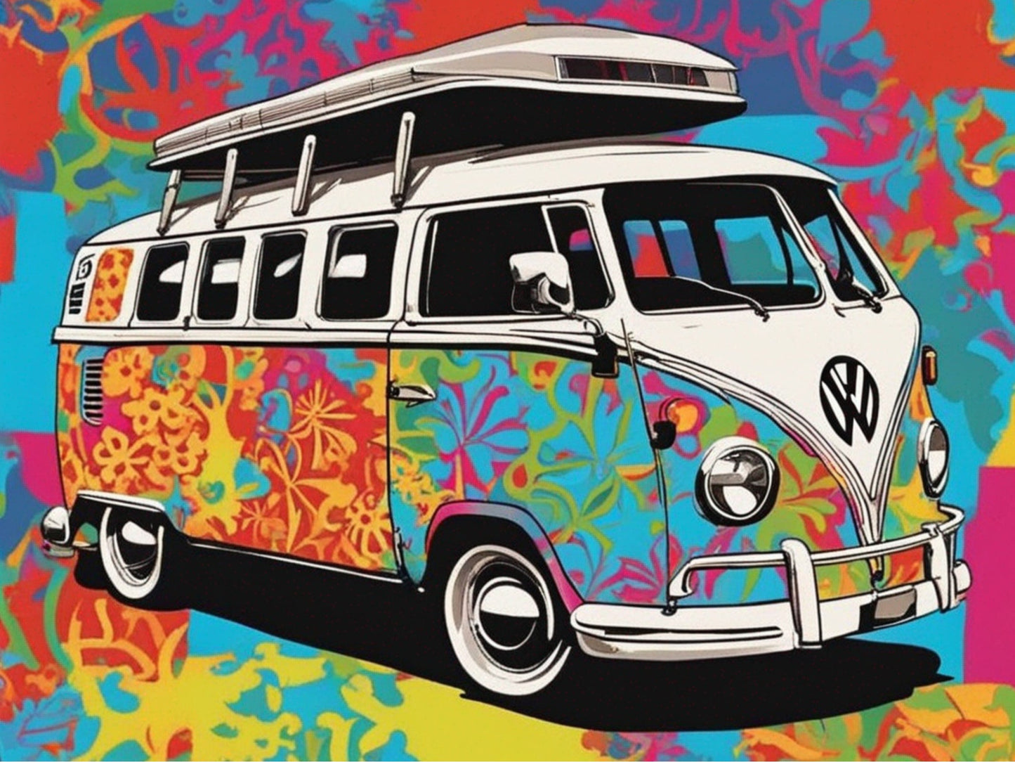 Pop Art Vibrant VW Van Decoupage paper
