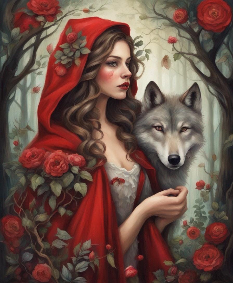 Whimsical Little Red Riding Hood Decoupage Tissue Paper