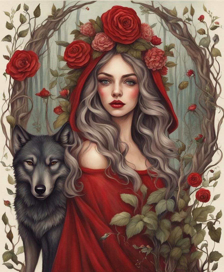 Whimsical Little Red Riding Hood Decoupage Tissue Paper
