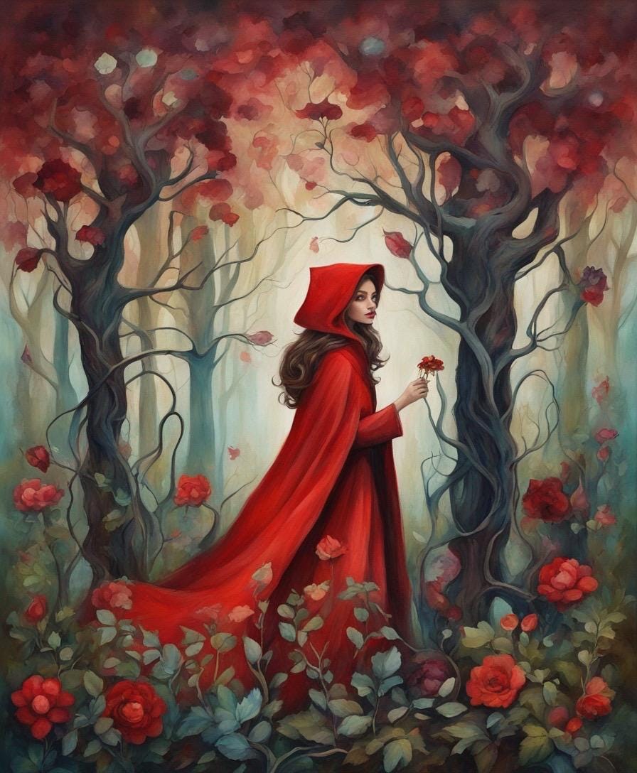 Whimsical Little Red Riding Hood Decoupage Tissue Paper