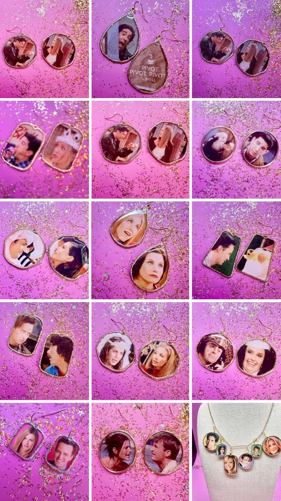 Friends Tv Show Drop Resin and silver Earrings