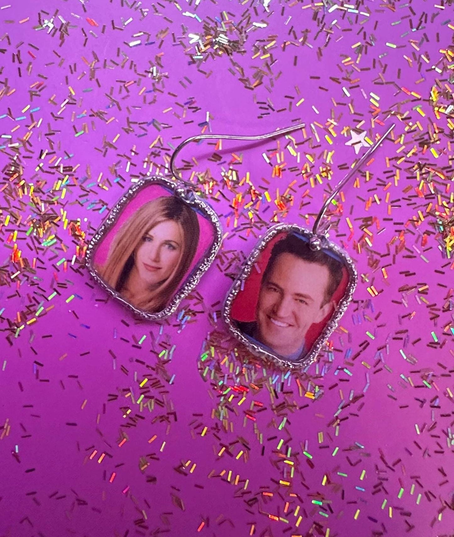 Friends Tv Show Drop Resin and silver Earrings