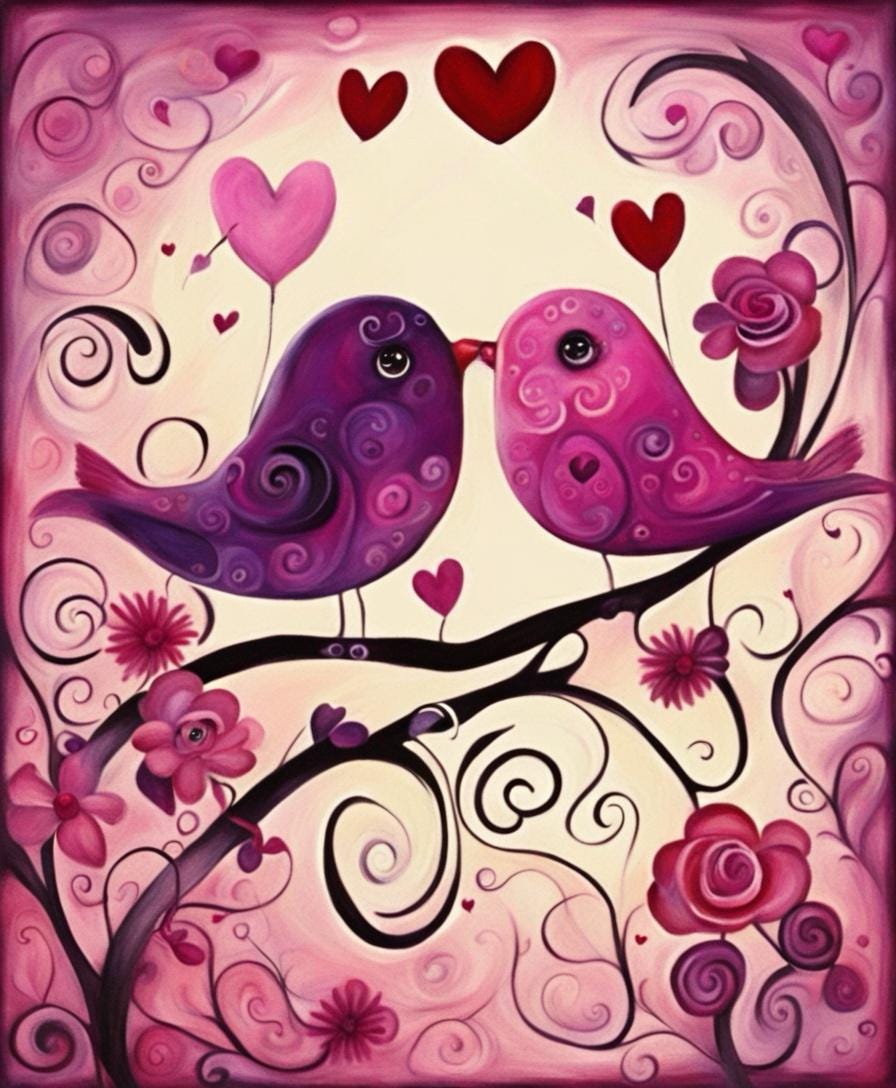 Lovebirds Harmony Valentines Day Decoupage Tissue Paper