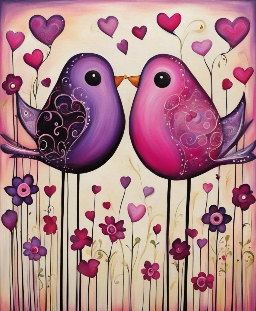 Lovebirds Harmony Valentines Day Decoupage Tissue Paper