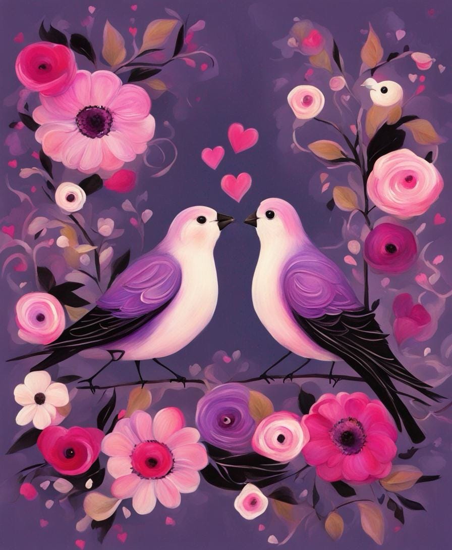 Lovebirds Harmony Valentines Day Decoupage Tissue Paper