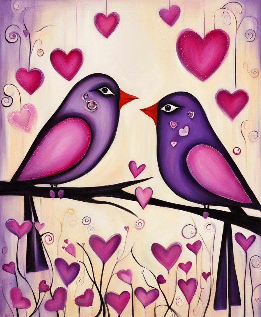 Lovebirds Harmony Valentines Day Decoupage Tissue Paper