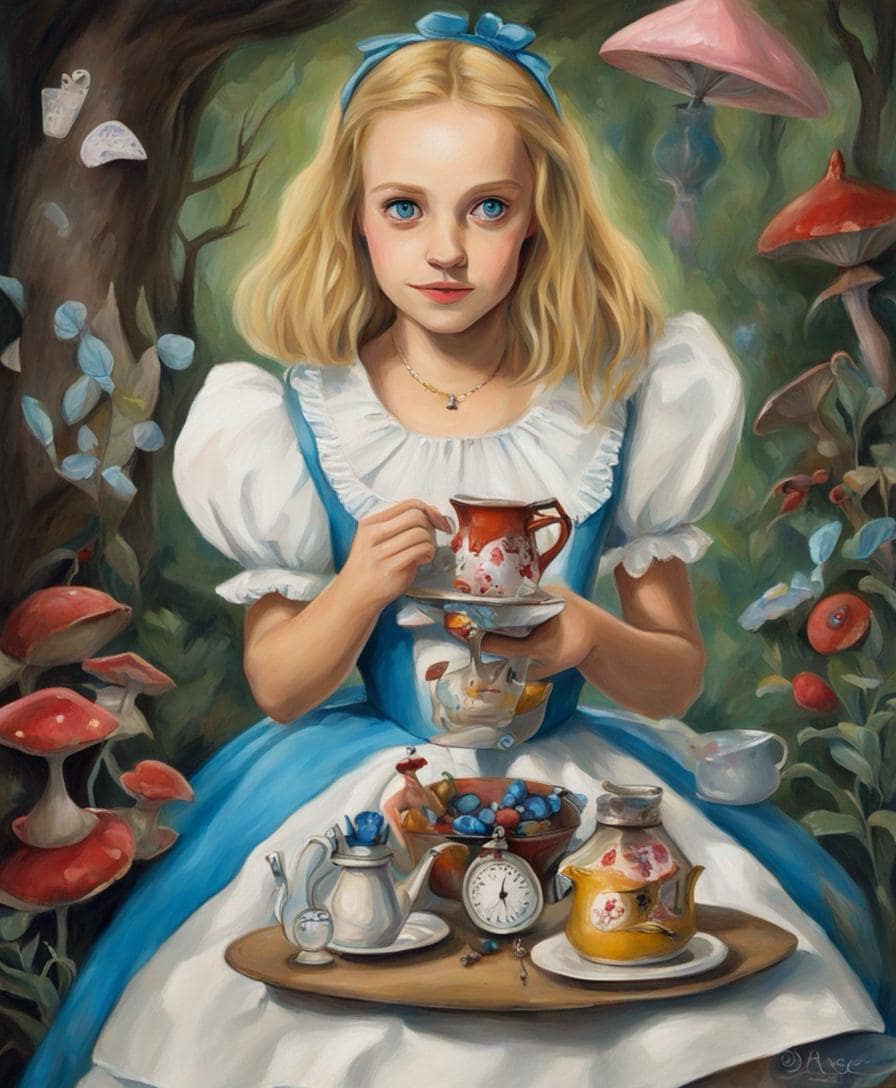 Alice having Tea inspired Alice in Wonderland Decoupage Paper