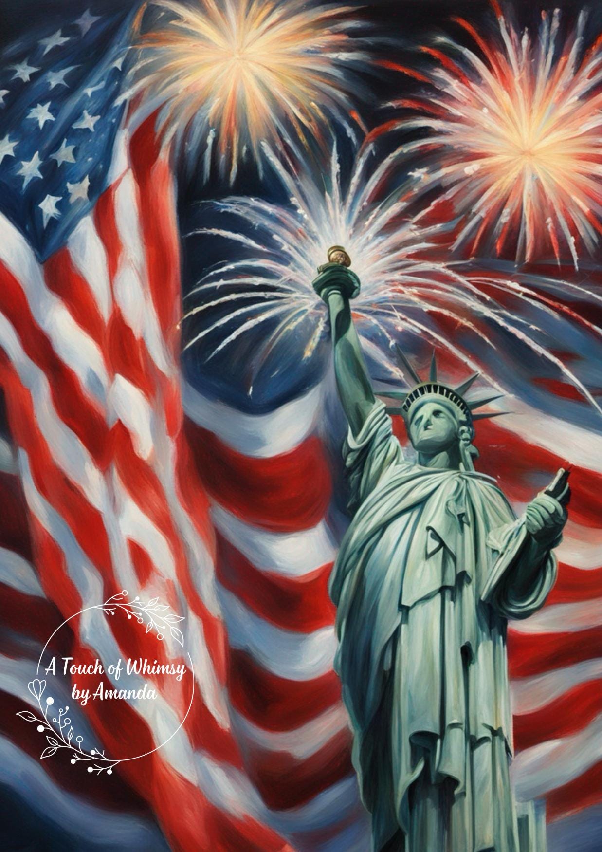 Statue of Liberty Patriotic Fourth of July Decoupage Tissue Paper