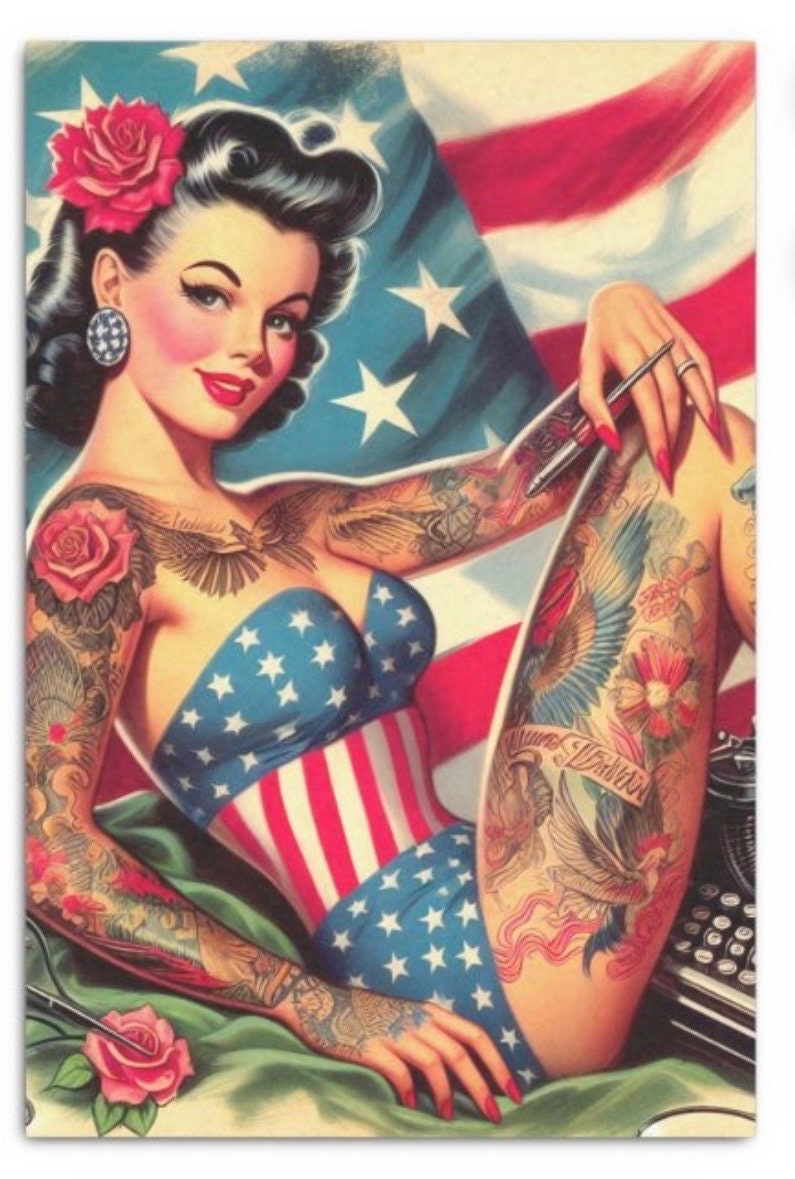 Vintage Old School Tattoo Pin Up Tissue Paper/ decoupage paper