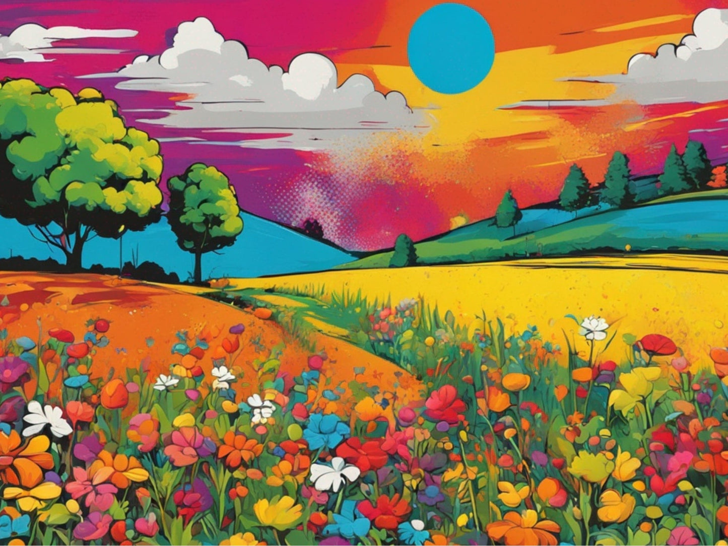 Bright and bold pop art graffiti Daisies decoupage paper