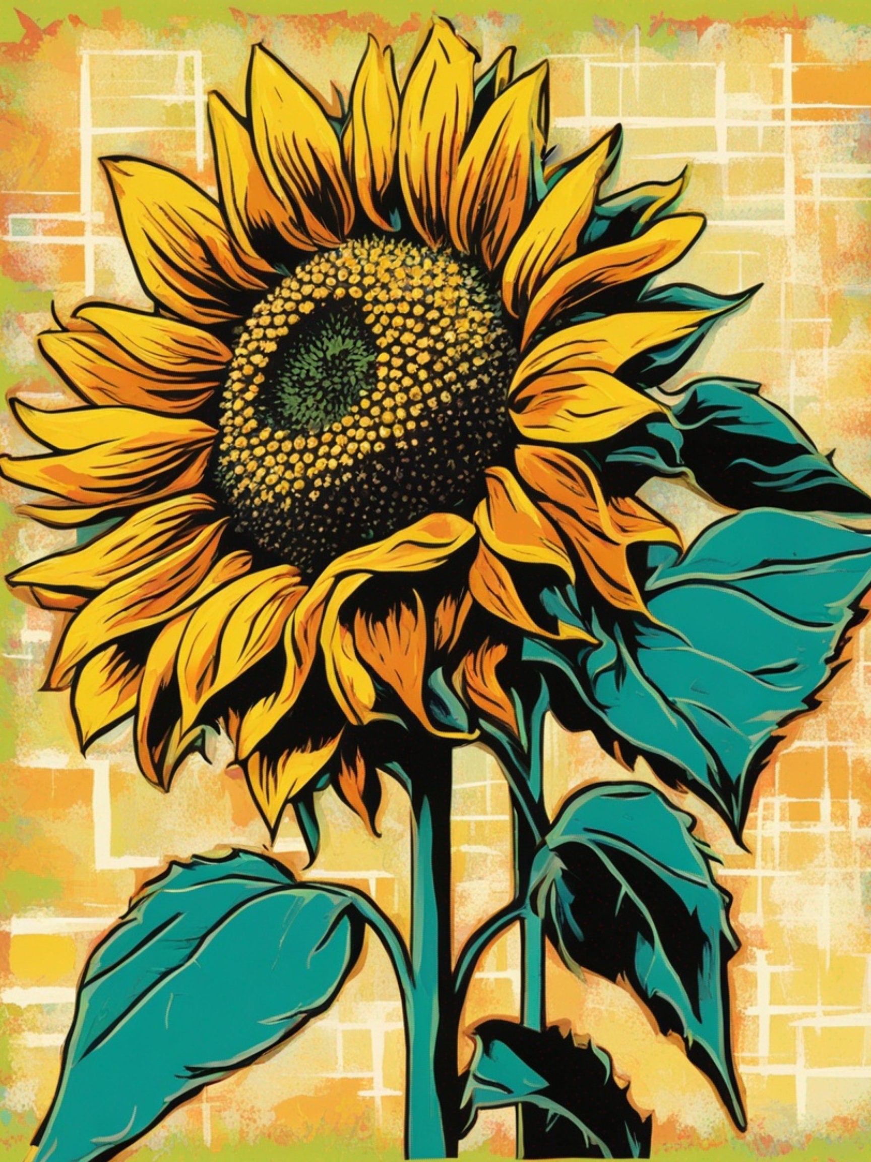 Bright and bold pop art Sunflower decoupage paper