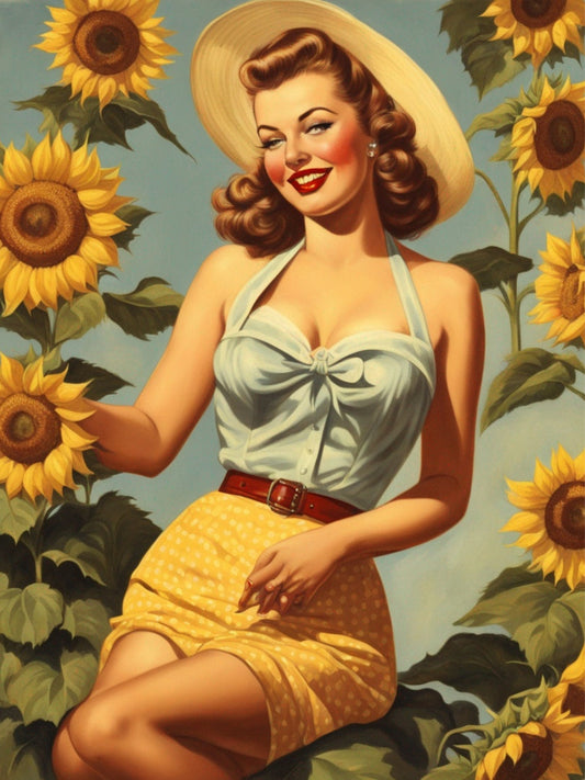 Sunflowers and Sun-Kissed Pin-Up: A Decoupage Paper