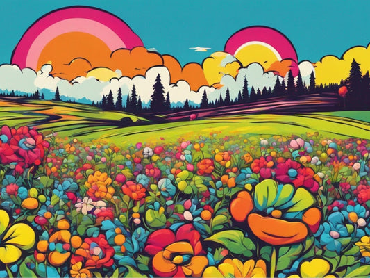 Bright and bold pop art  Flowers and Rainbows decoupage paper
