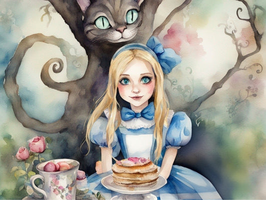 Alice in Wonderland Watercolor Decoupage Paper