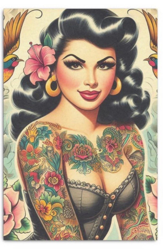 Old School Inked Girl Tissue Decoupage Paper