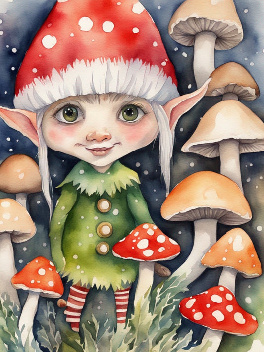 Enchanted Elegance: Christmas Elf in Forest Decoupage Paper Design