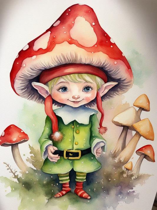Enchanted Elegance: Christmas Elf in Forest Decoupage Paper Design
