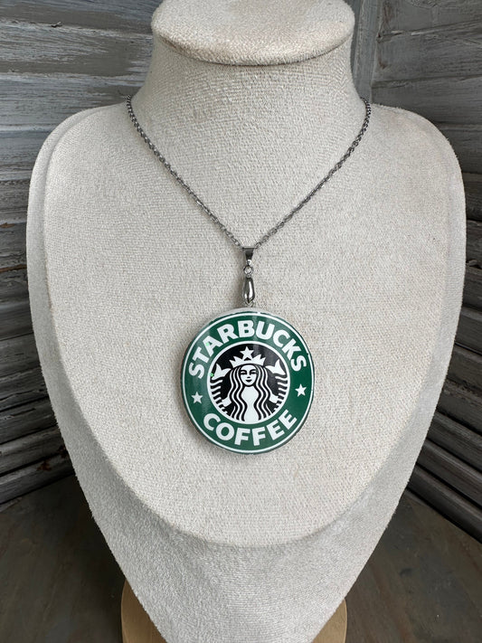 Vintage Starbucks coffee mug broken china pendant necklace