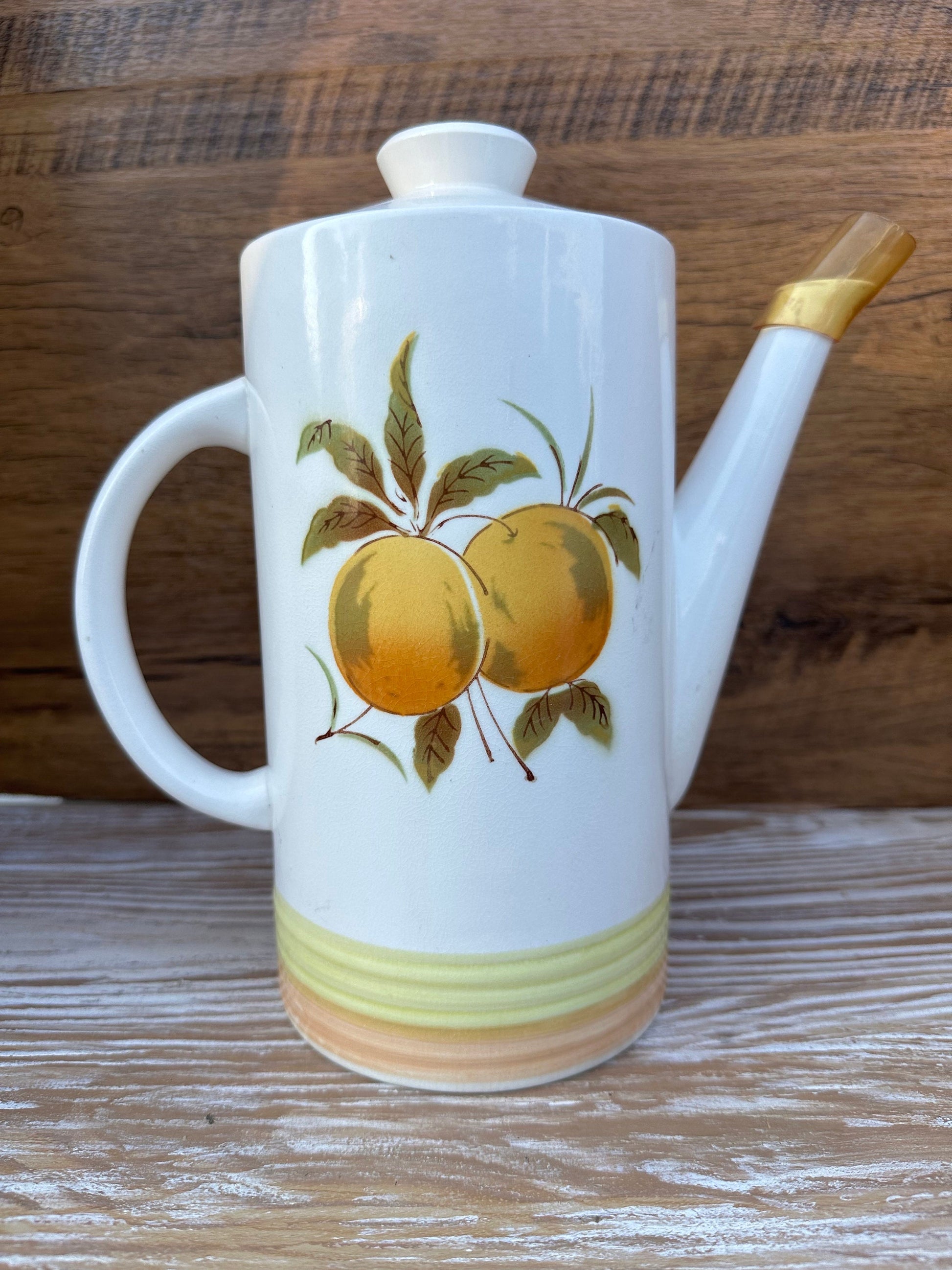 Harmony House Sears Ironstone Japan Tangerine Coffee Pot Retro Mid Century