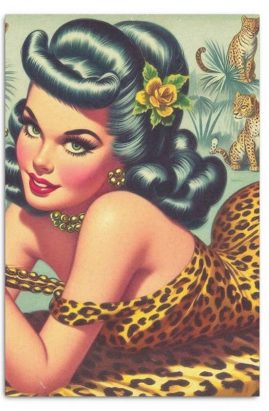 Vintage Leopar Print Pin Up Tissue Decoupage Paper