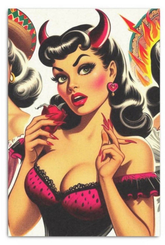 Vintage Devil Girl Pin Up Costume Tissue Decoupage Paper