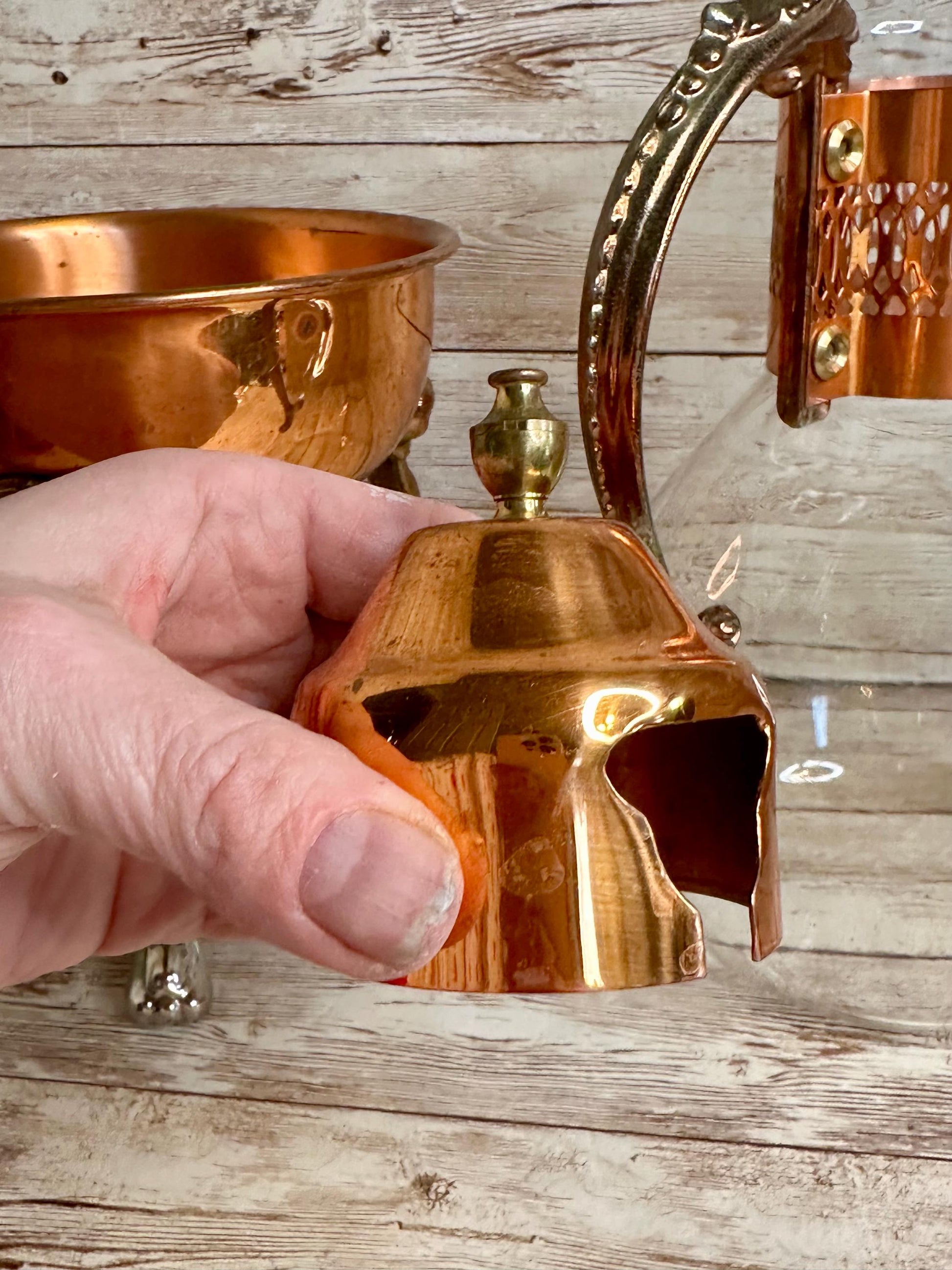 Princess House Copper Coffee Tea Pot Carafe Warming Stand 14" Tall