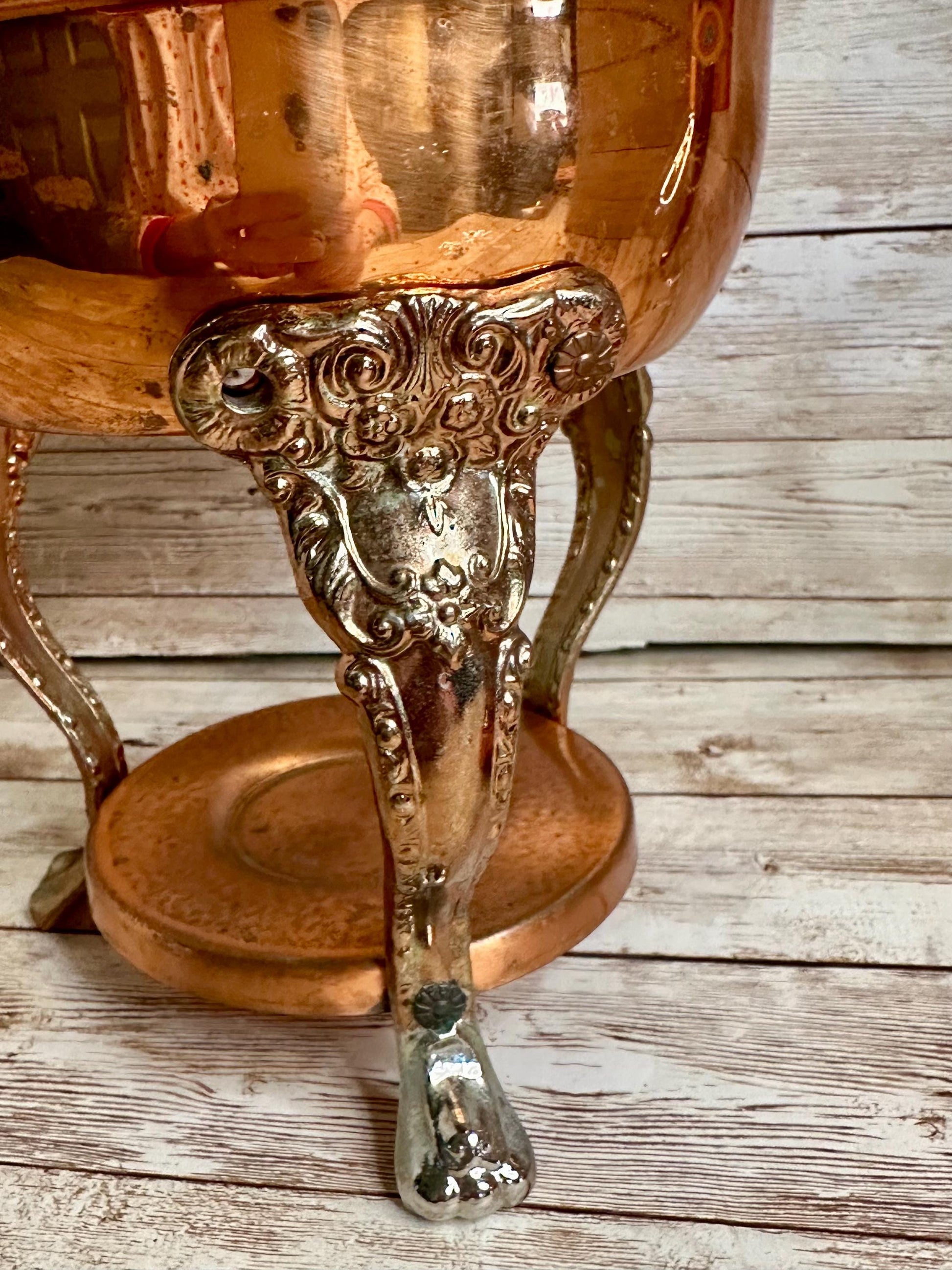 Princess House Copper Coffee Tea Pot Carafe Warming Stand 14" Tall
