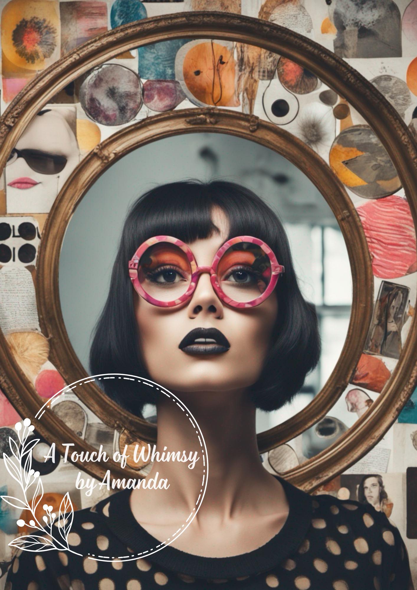 Groovy Woman in the Mirror Abstract Decoupage Paper